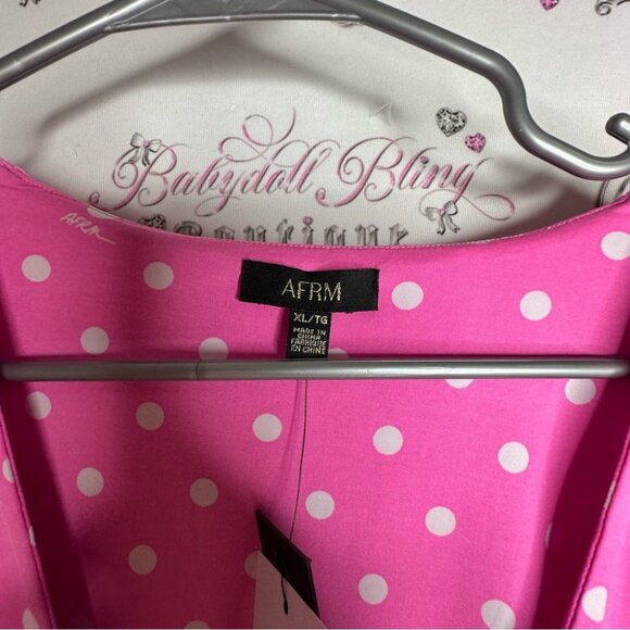 AFRM bodysuit Pink Polka Dot white brand new with tags XL Top stretchy cute - Picture 9 of 12